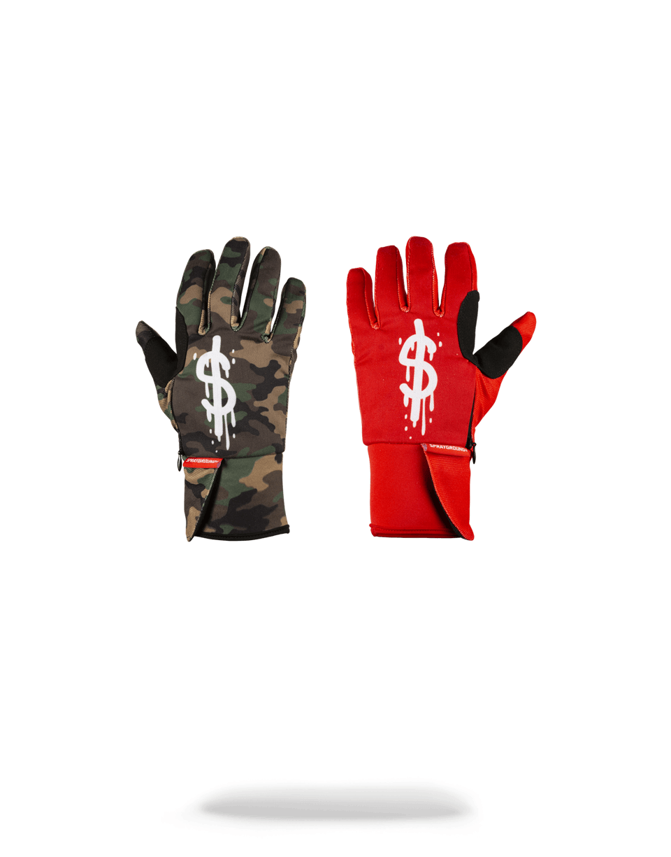 Limited Edition LEFT RED RIGHT CAMO MONEY DRIPS GLOVES