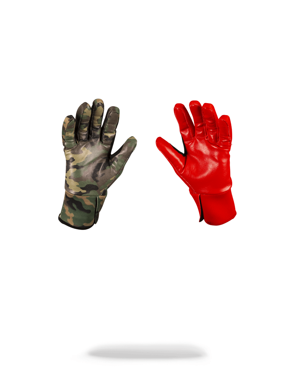 Limited Edition LEFT RED RIGHT CAMO MONEY DRIPS GLOVES