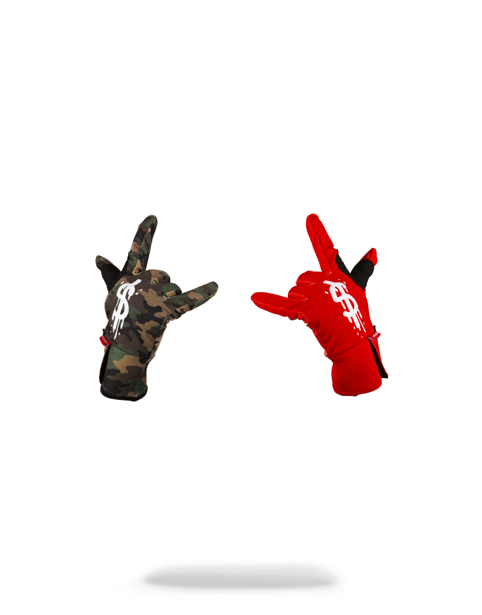Limited Edition LEFT RED RIGHT CAMO MONEY DRIPS GLOVES