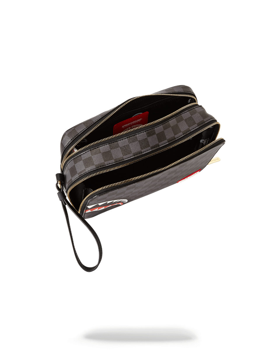 Limited Edition SHARKS IN PARIS BLACK CHECKERED EDITION TOILETRY AKA MONEY BAGS