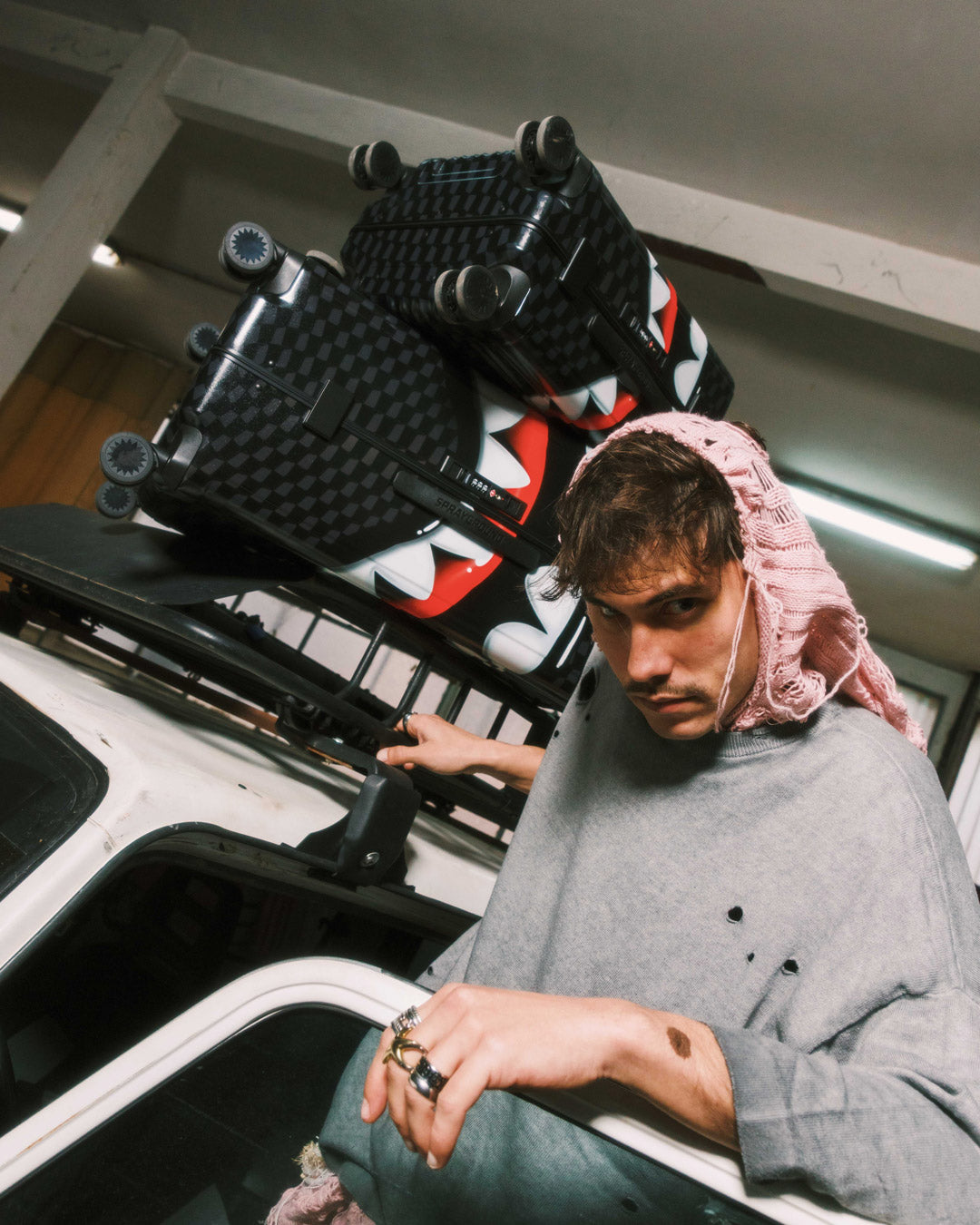 Limited Edition SHARKS IN PARIS HYPER PUFF FULL-SIZE LUGGAGE