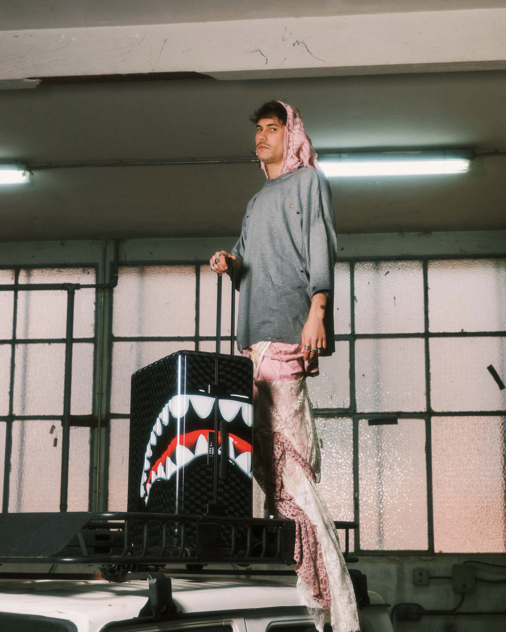 Limited Edition SHARKS IN PARIS HYPER PUFF FULL-SIZE LUGGAGE