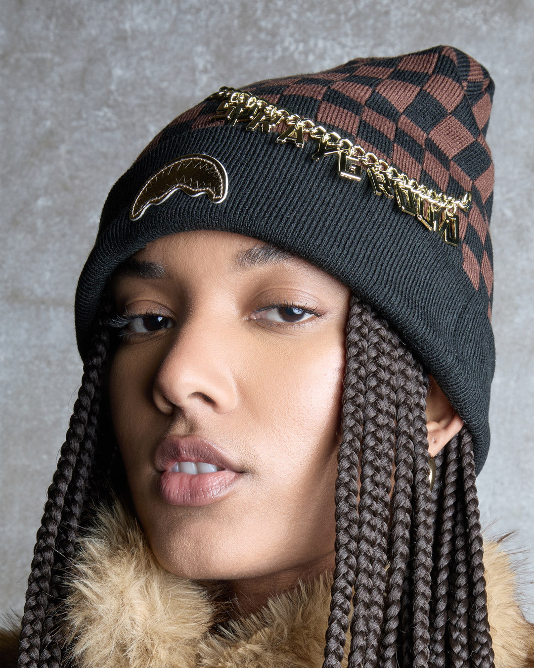 Limited Edition GOLD CHAIN CHECK BEANIE