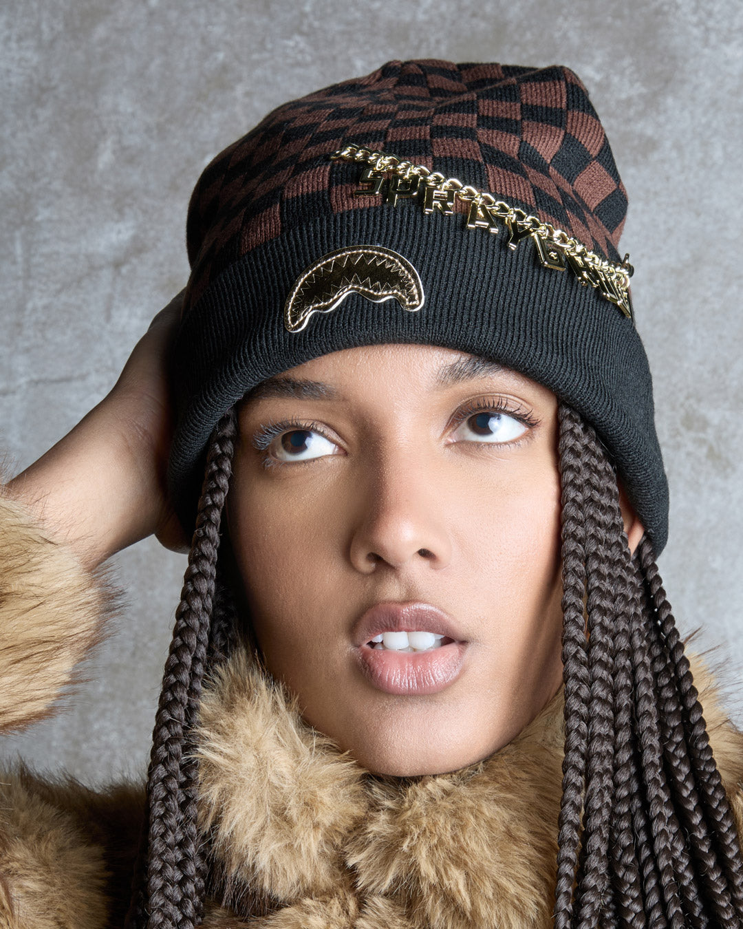 Limited Edition GOLD CHAIN CHECK BEANIE