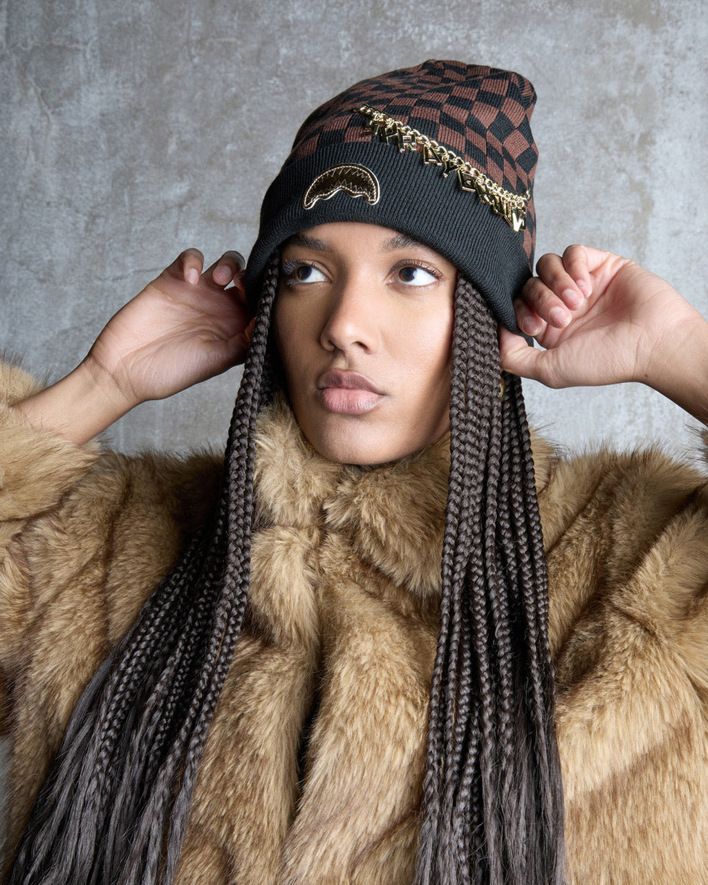 Limited Edition GOLD CHAIN CHECK BEANIE