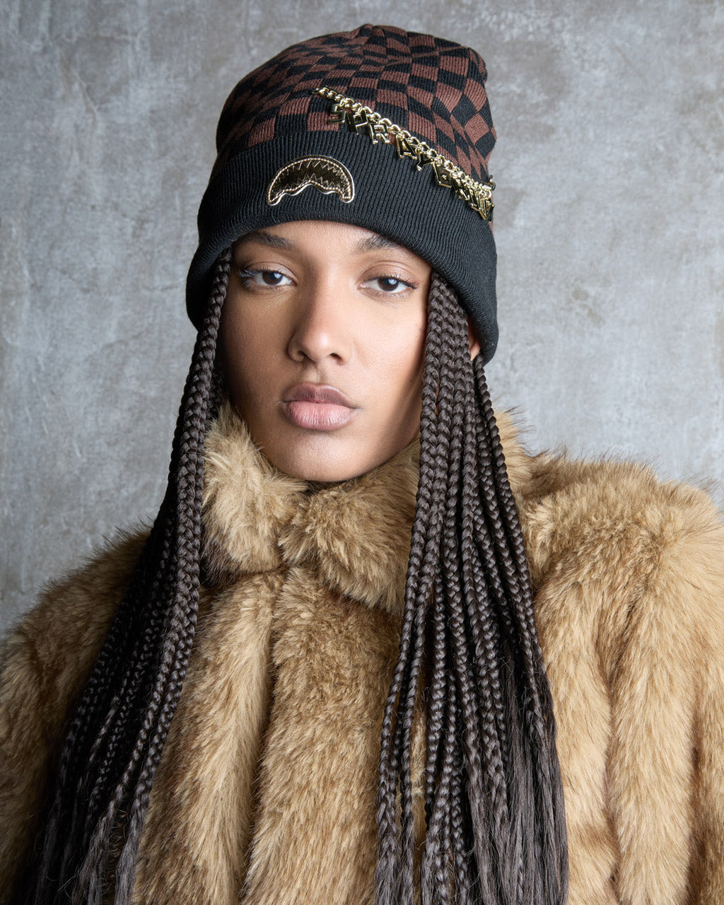 Limited Edition GOLD CHAIN CHECK BEANIE