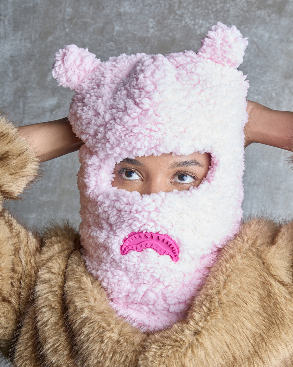 Limited Edition PINK FLEECE BEAR EARS SKI MASK