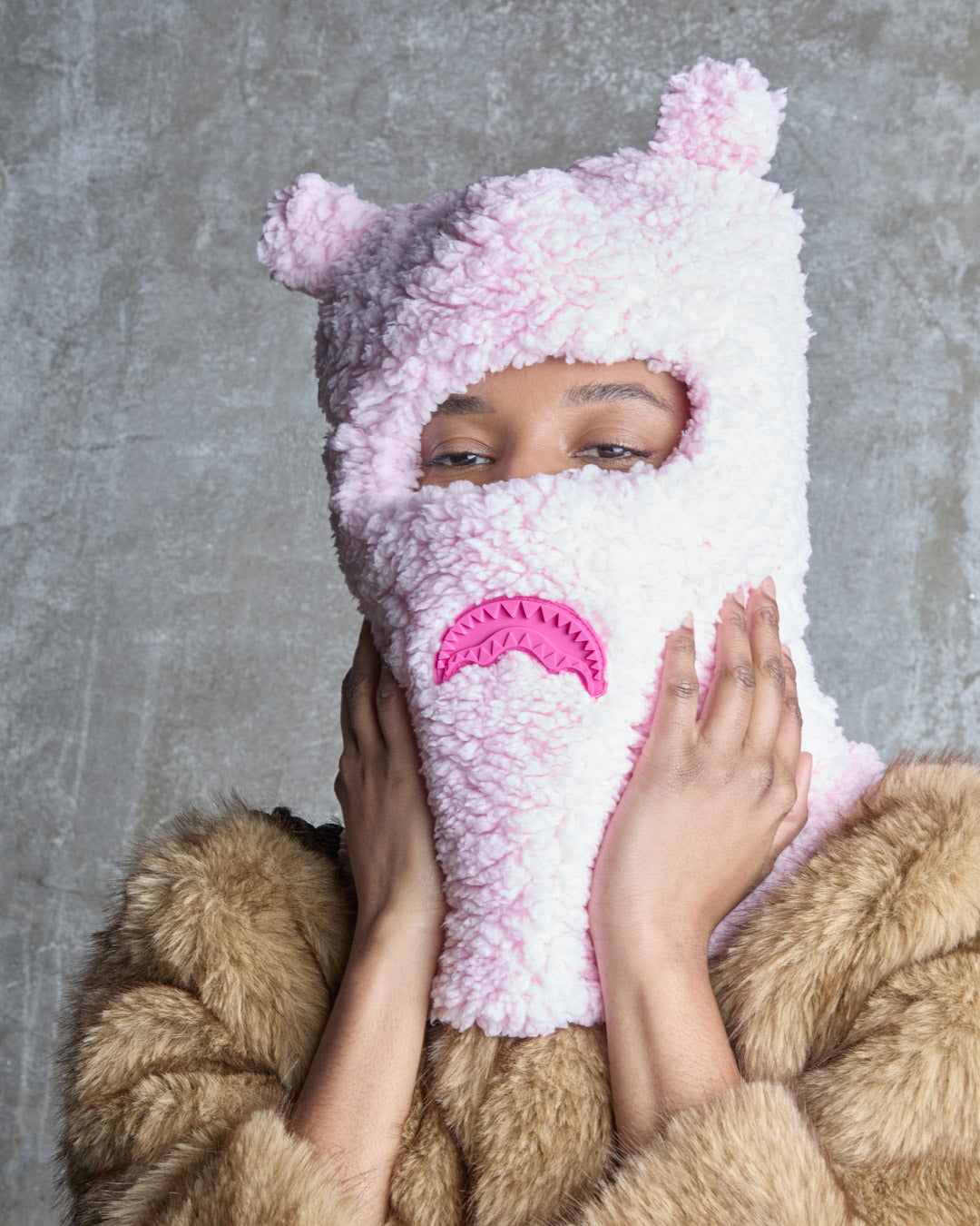 Limited Edition PINK FLEECE BEAR EARS SKI MASK
