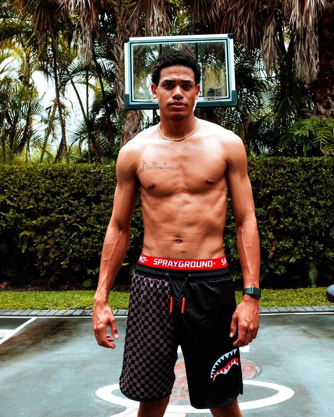 Limited Edition GREY CHECKERED SPLIT CORTO SWIM TRUNKS