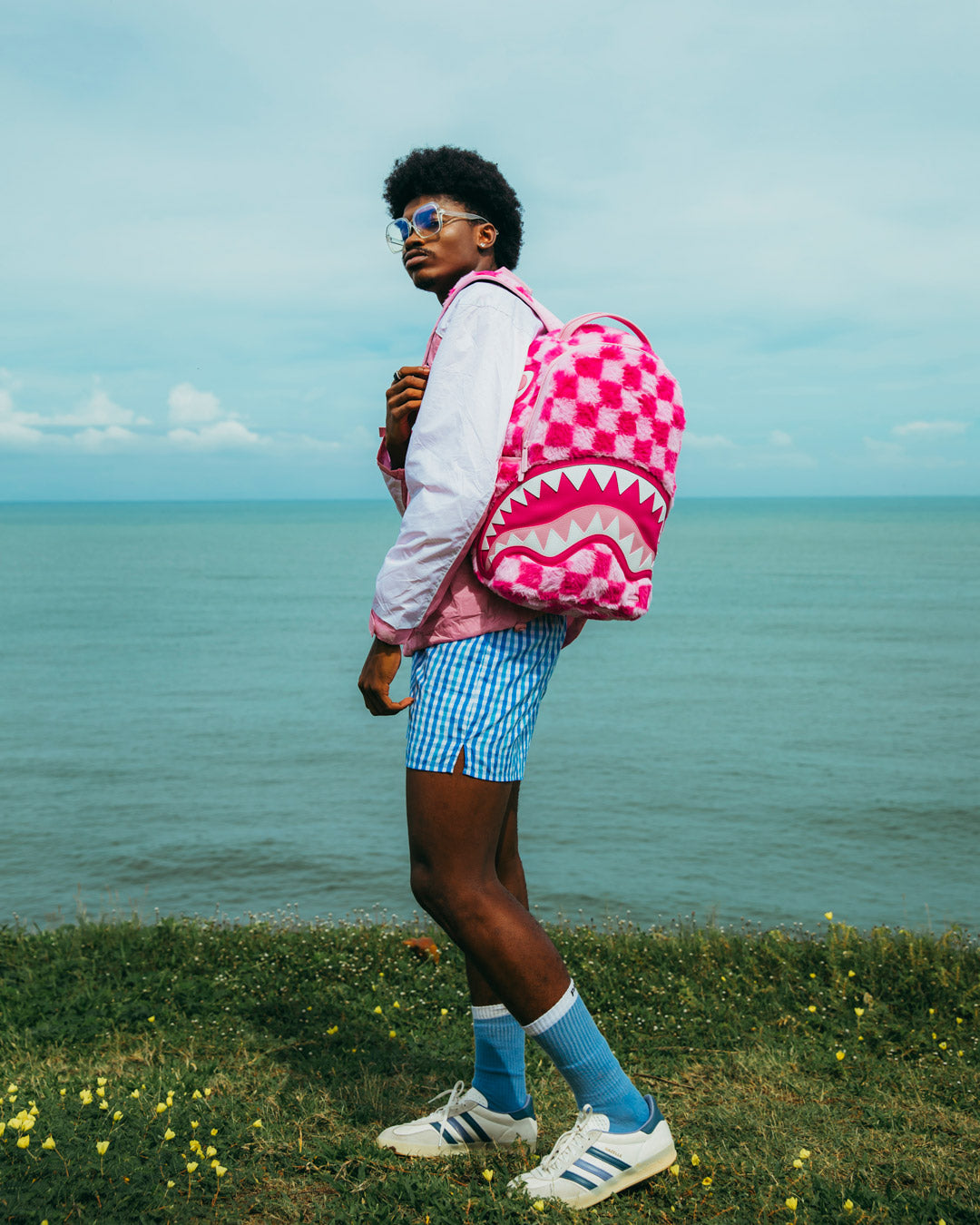 Limited Edition FURZILLA SHARK PINK CHECK BACKPACK