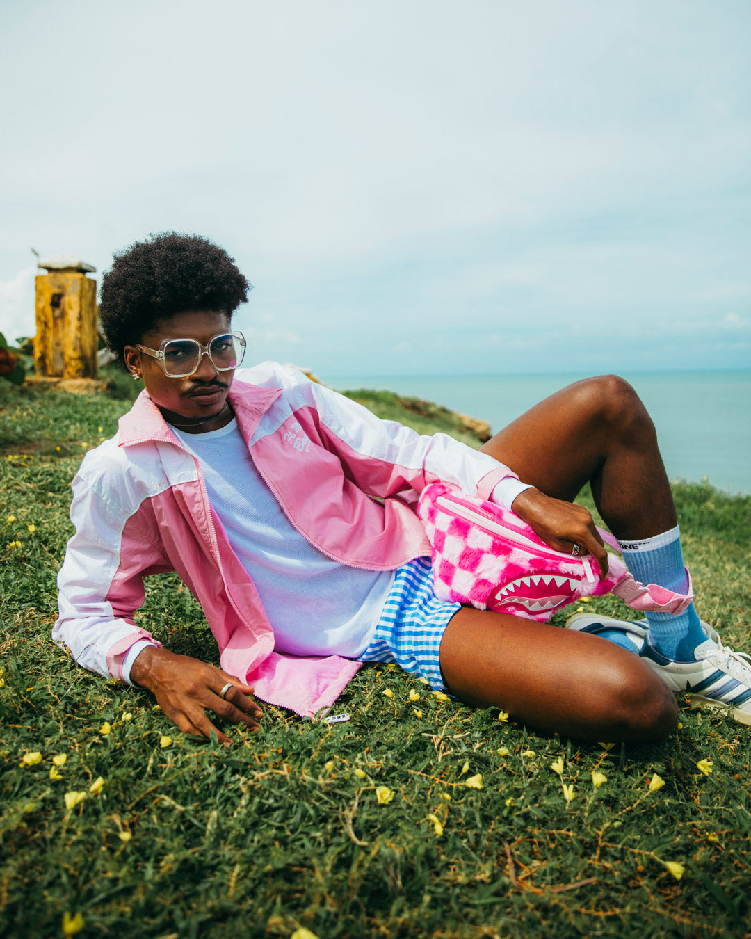 Limited Edition FURZILLA SHARK PINK CHECK SAVVY CROSSBODY