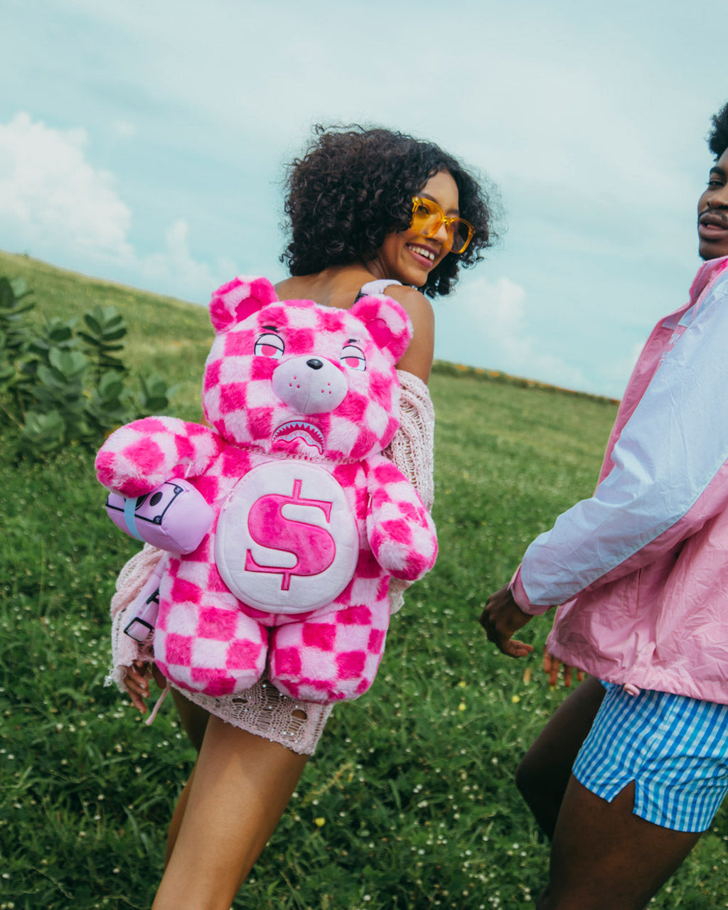 Limited Edition FURZILLA SHARK PINK CHECK MONEYBEAR BACKPACK