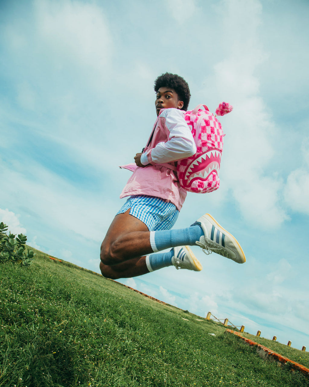 Limited Edition FURZILLA SHARK PINK CHECK BACKPACK
