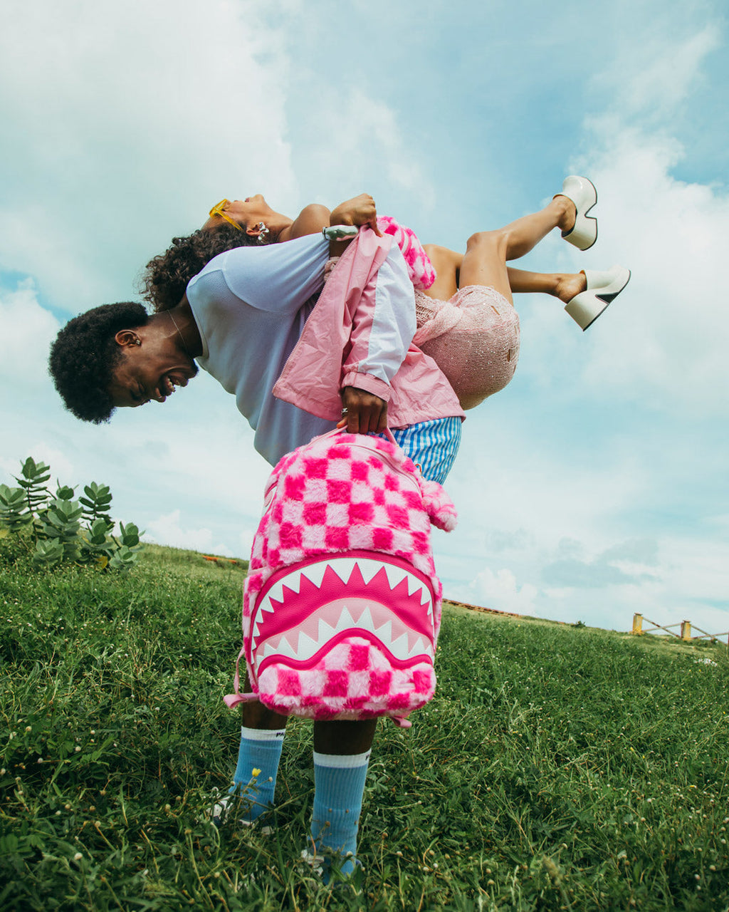 Limited Edition FURZILLA SHARK PINK CHECK BACKPACK