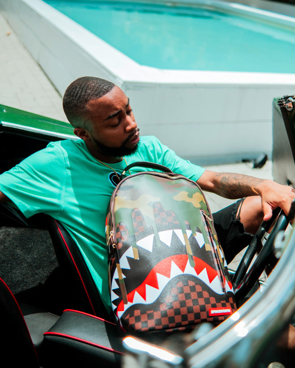 Limited Edition CAMO DRIP SHARKS IN PARIS BACKPACK DLXV