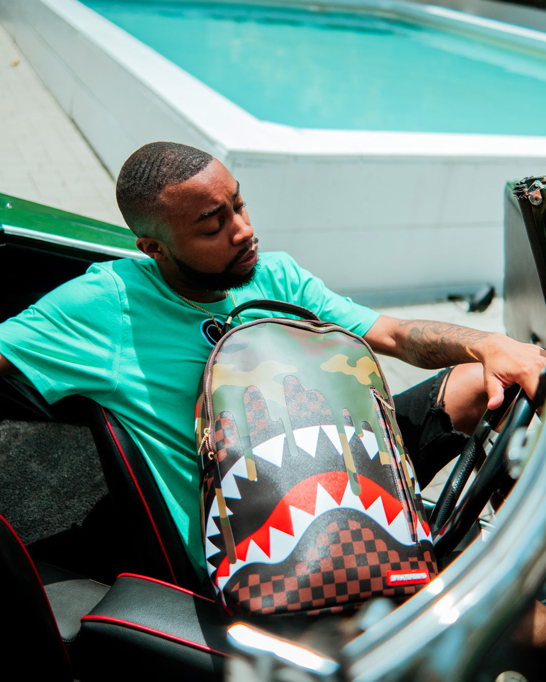 Limited Edition CAMO DRIP SHARKS IN PARIS BACKPACK DLXV