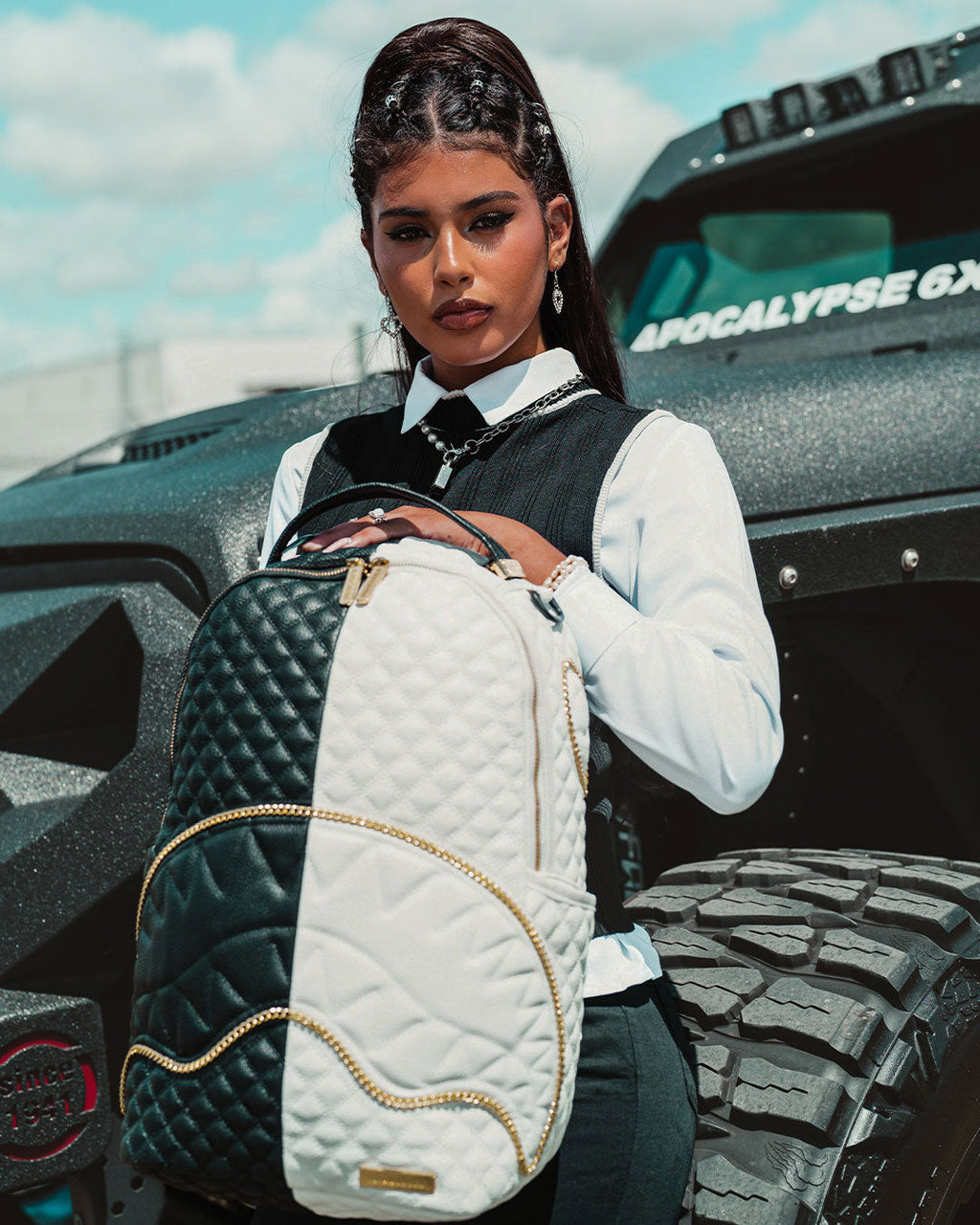 Limited Edition LEVELED UP SPLIT QUILT SHARK BACKPACK DLXV