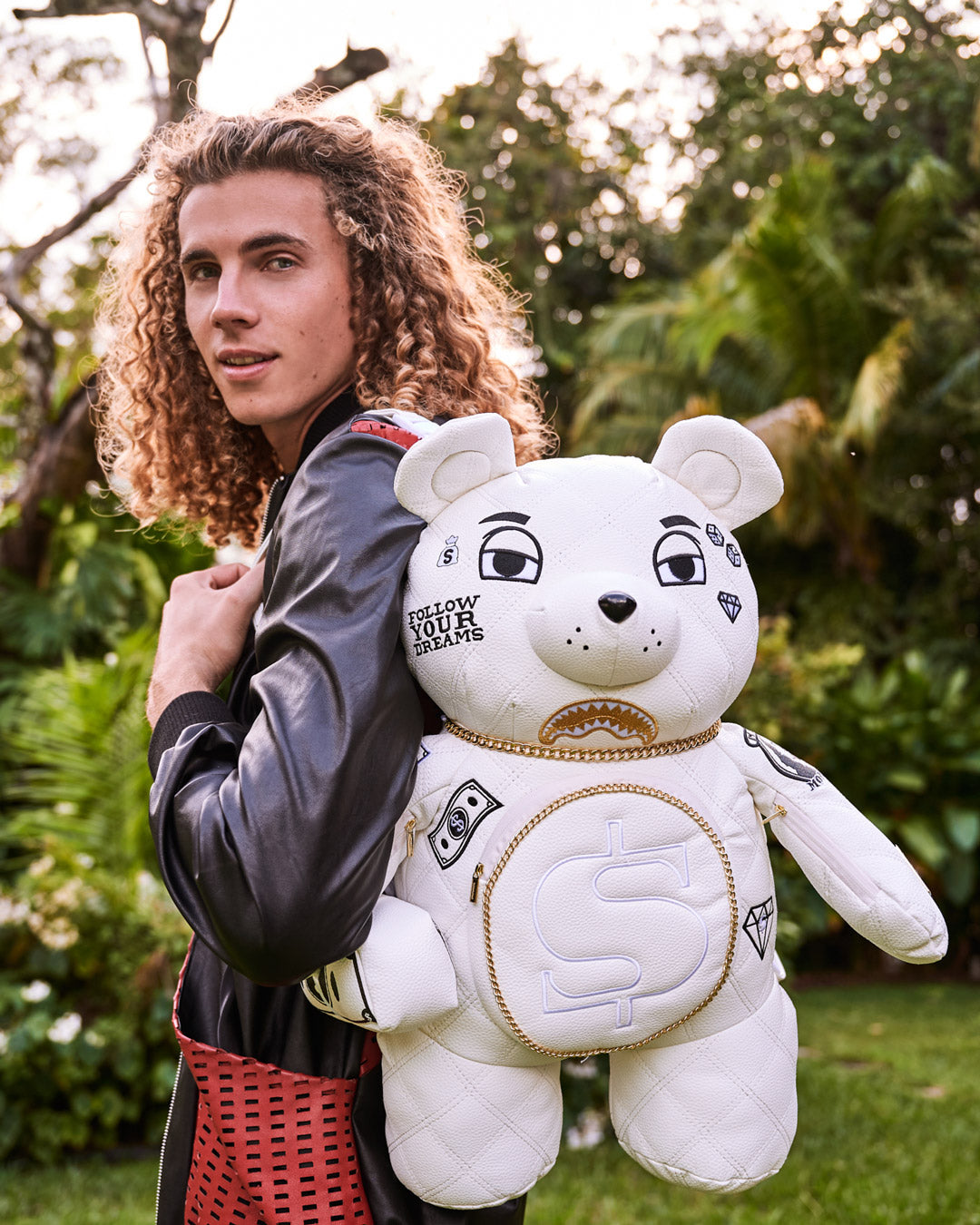 Limited Edition RIVIERA LE BLANC GOLD CHAIN MONEYBEAR TEDDYBEAR BACKPACK