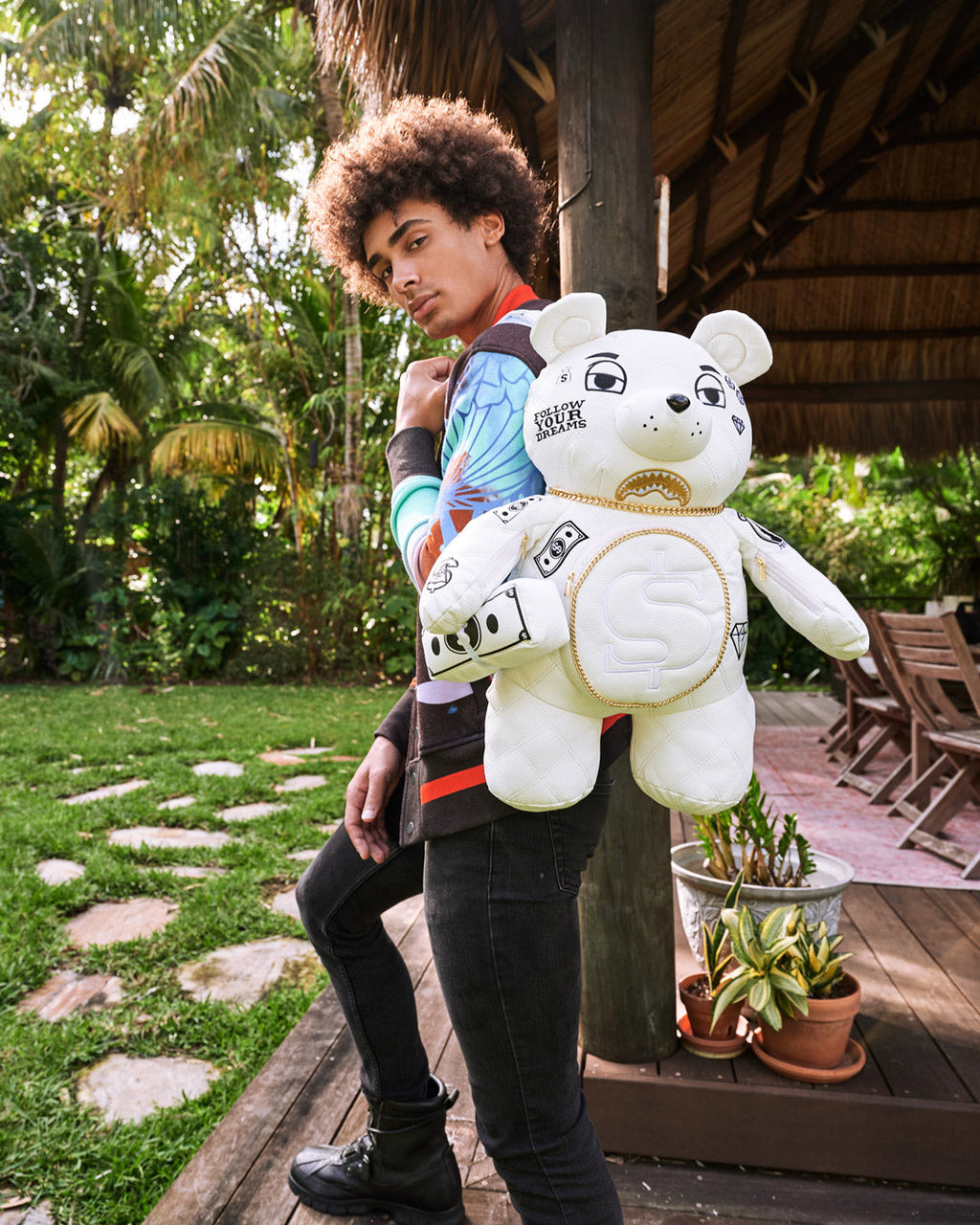 Limited Edition RIVIERA LE BLANC GOLD CHAIN MONEYBEAR TEDDYBEAR BACKPACK