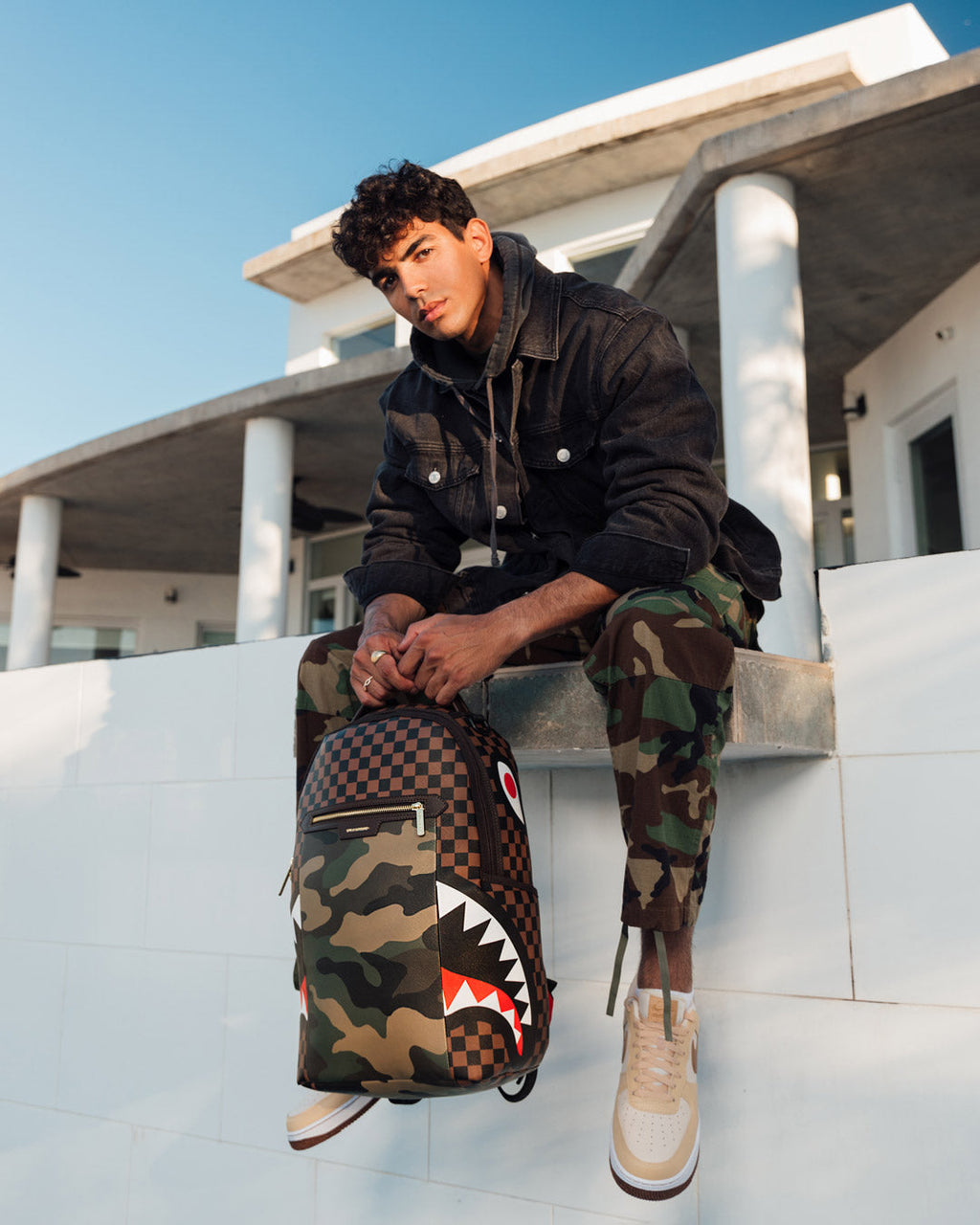 Limited Edition EXTERIOR GOLD ZIP POCKET SHARKS IN PARIS BACKPACK DLXV
