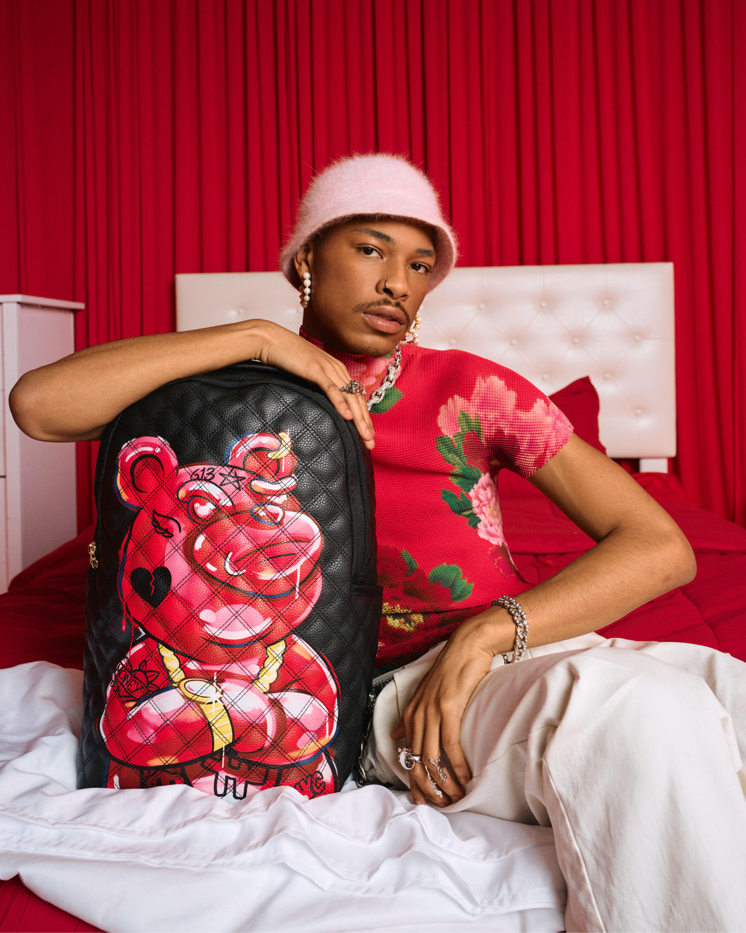 Limited Edition QUILT HAND PAINTED DIABLO BEAR BACKPACK DLXV