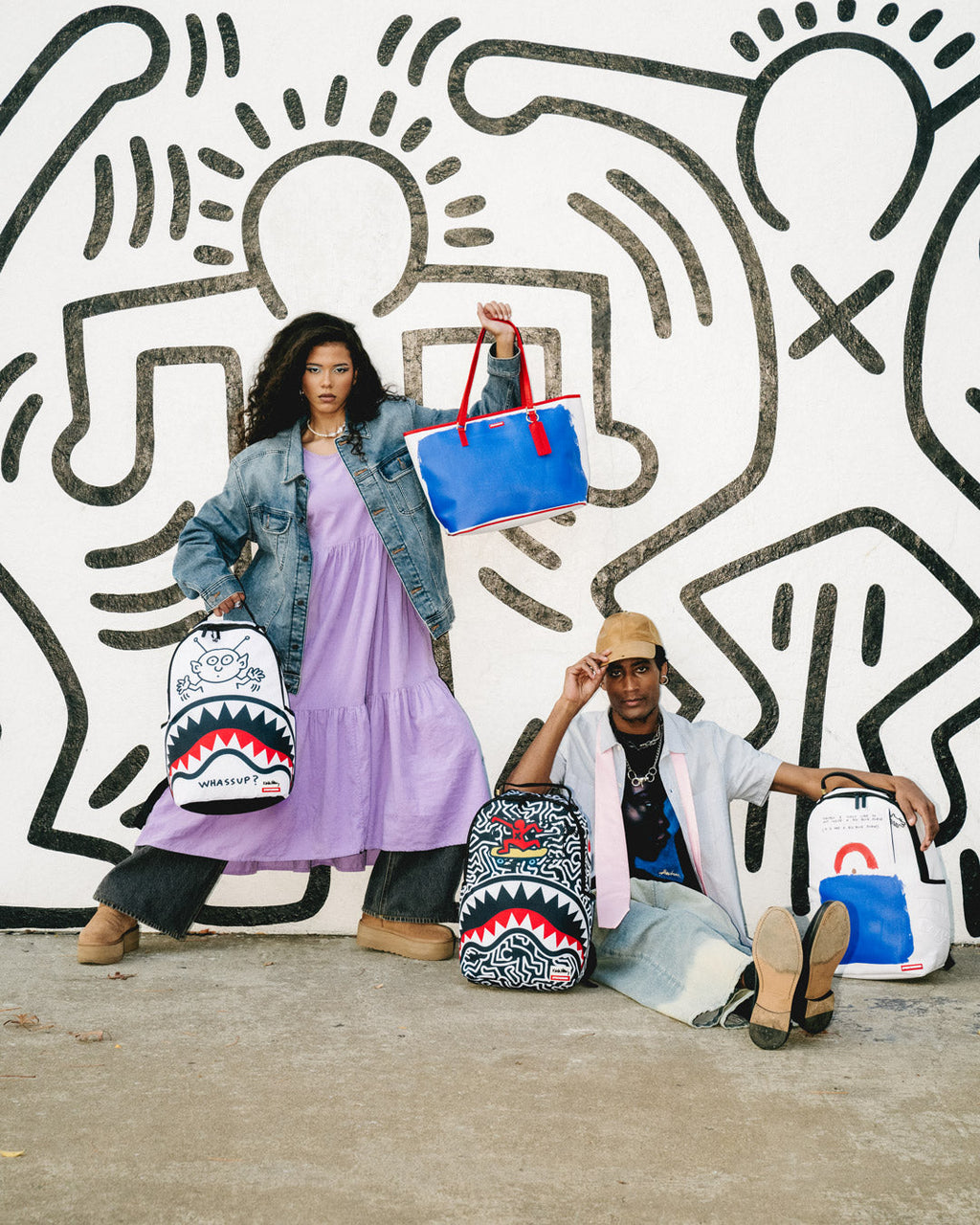 Limited Edition KEITH HARING BIG BLUE PURSE ART BACKPACK