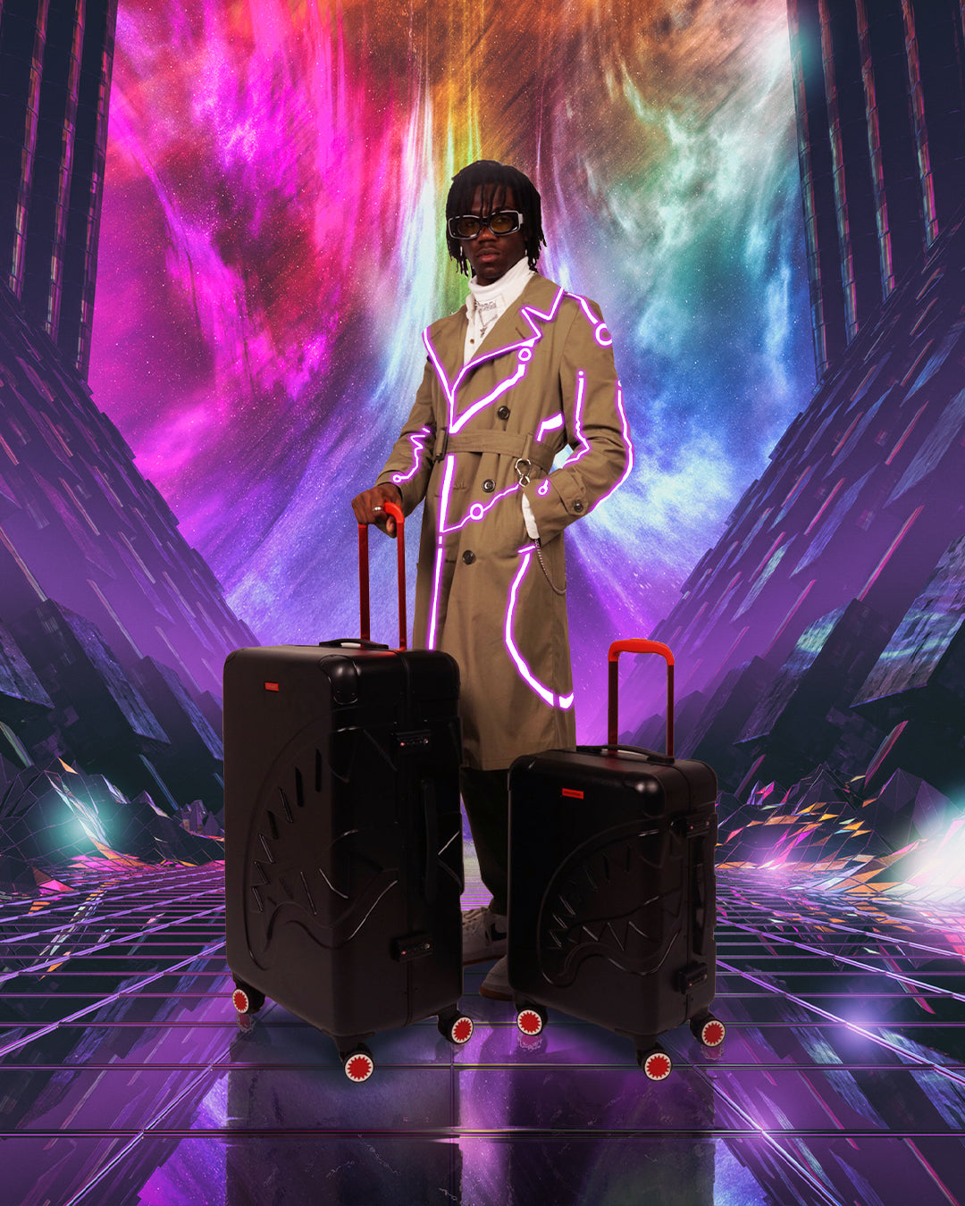 Limited Edition MOLDED SHARKITECTURE BLACK HARDSHELL CARRY-ON LUGGAGE