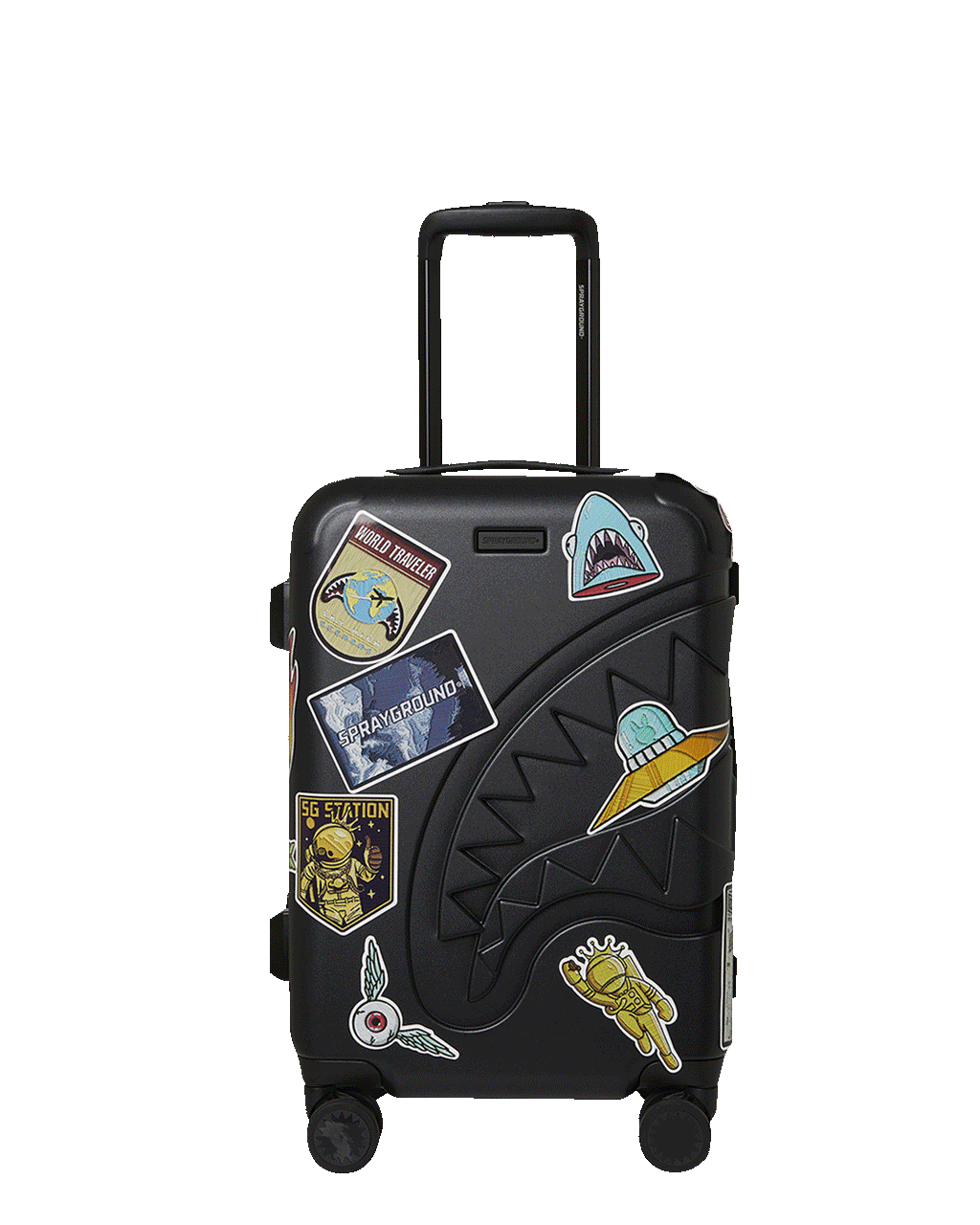 Limited Edition THE JOURNEY BEGINS SHARKITECTURE CARRY-ON LUGGAGE BLACK WITH EXTRA STICKERS