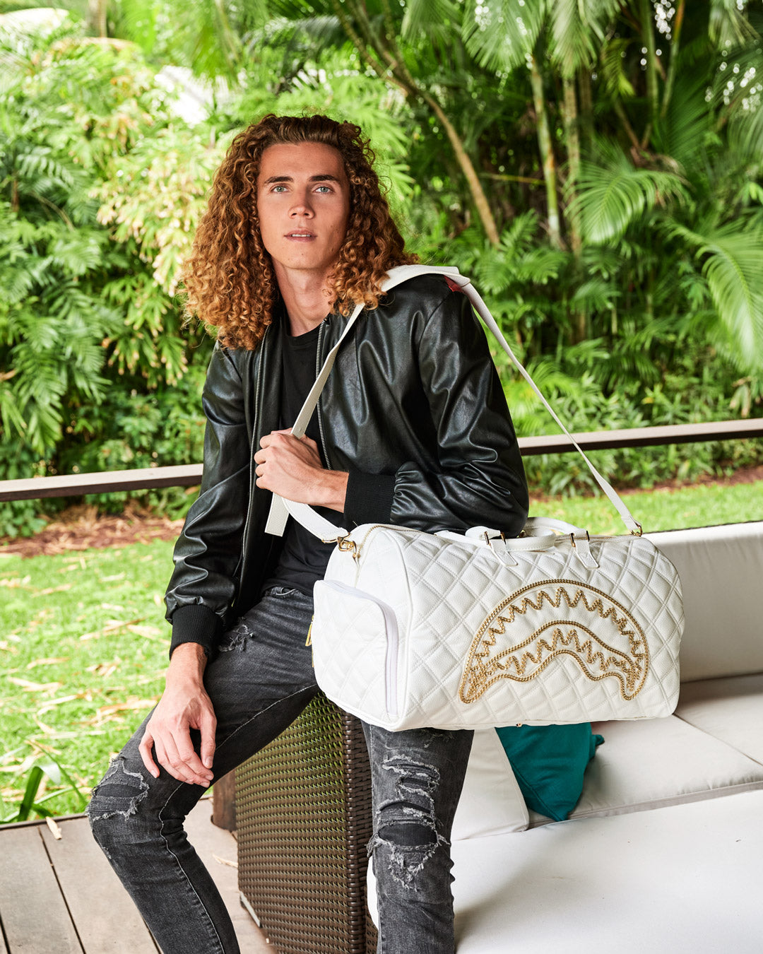 Limited Edition RIVIERA LE BLANC GOLD CHAIN SHARK DUFFLE