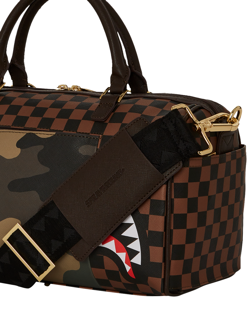 Limited Edition EXTERIOR GOLD ZIP POCKET SHARKS IN PARIS MINI DUFFLE