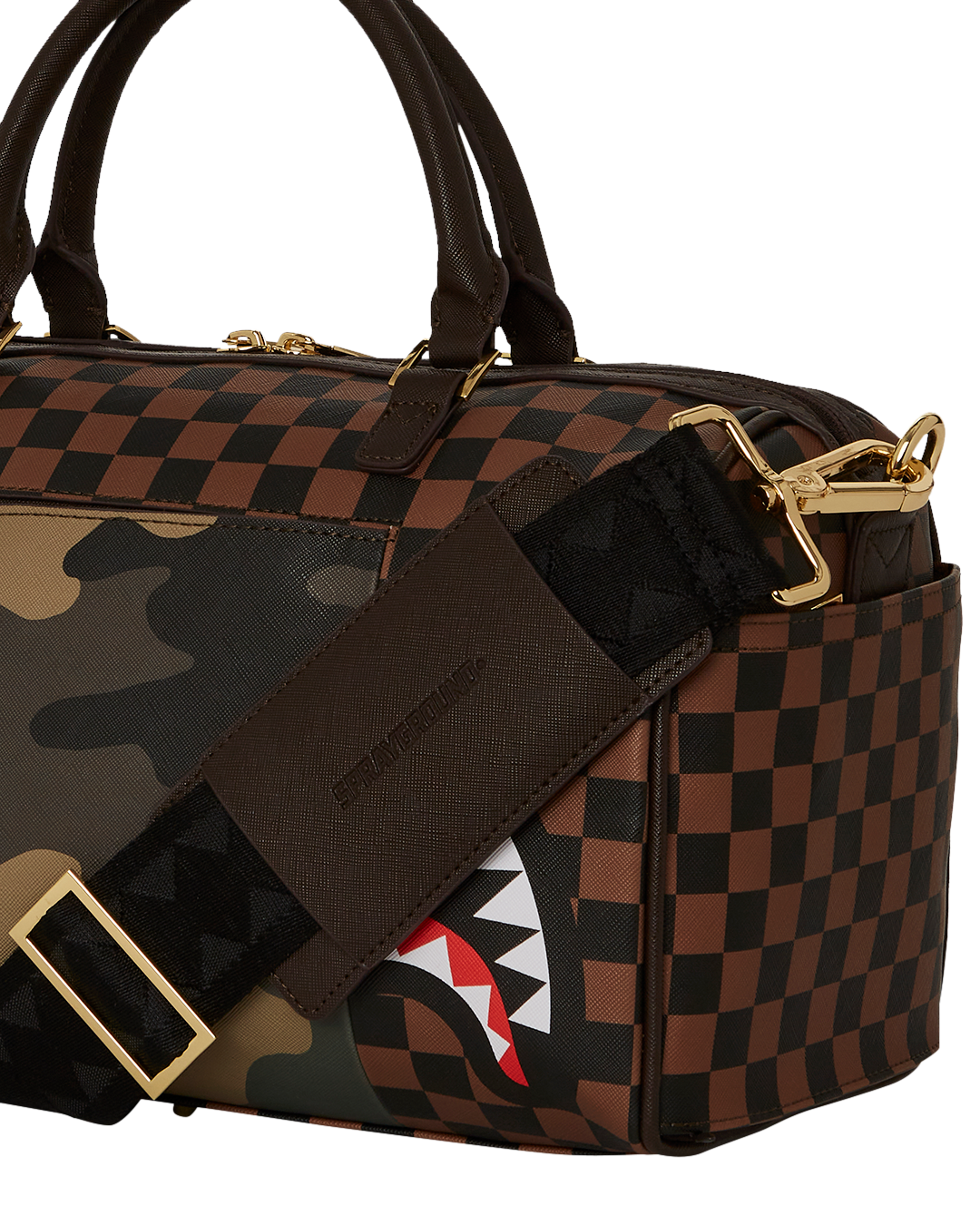 Limited Edition EXTERIOR GOLD ZIP POCKET SHARKS IN PARIS MINI DUFFLE