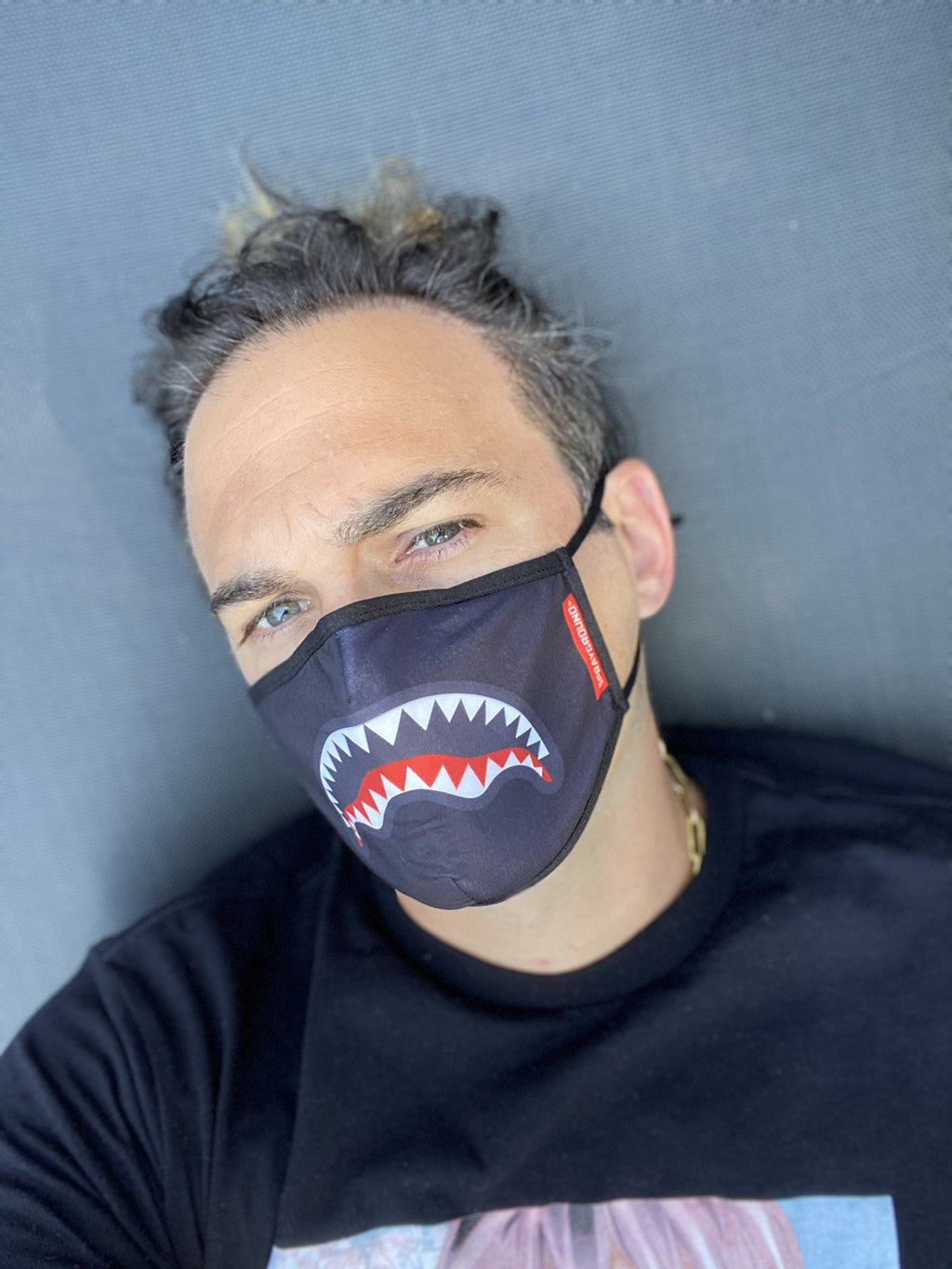 Limited Edition ADULT SHARK LOGO BLACK FORM-FITTING FACE MASK