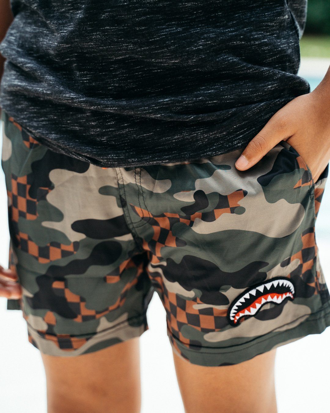 Limited Edition KIDS CAMO CHECKERED SWIM TRUNKS