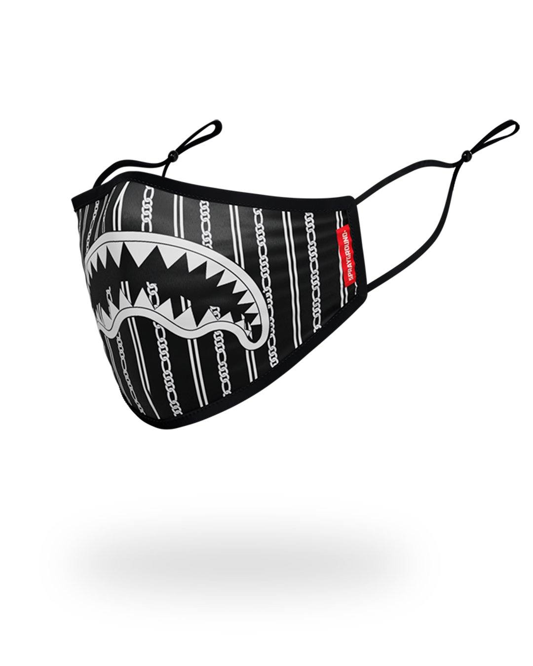 Limited Edition ADULT REVERSE SHARKS IN PARIS BLACK FORM FITTING FACE MASK