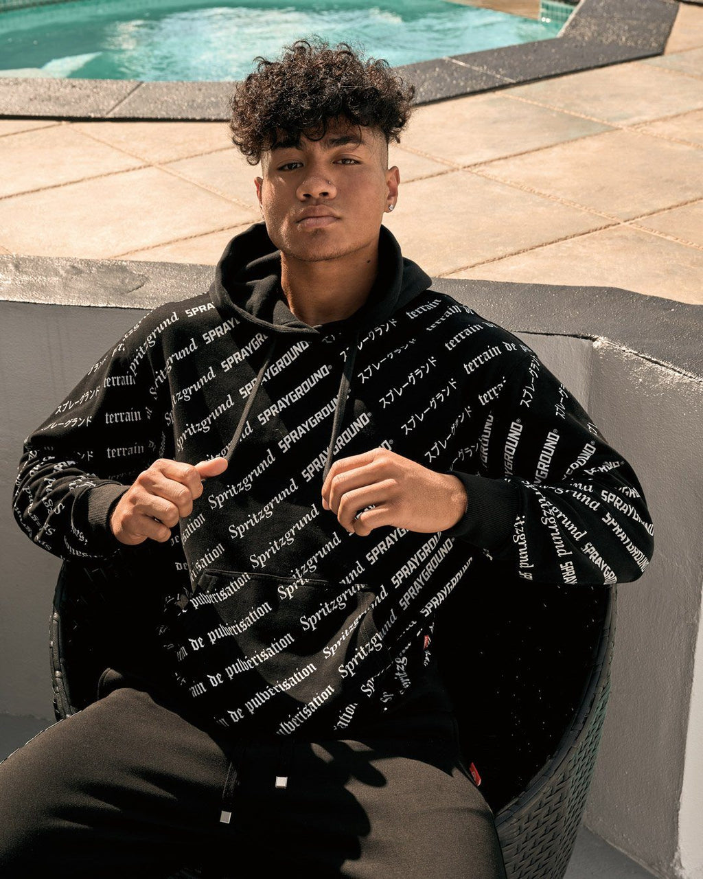 Limited Edition SG LOGO REPEAT HOODIE PULLOVER BLACK
