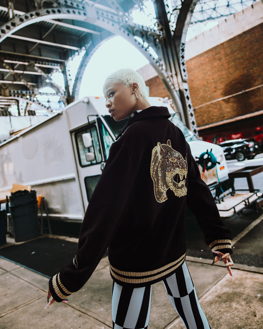 Limited Edition A.I.9 AFRICAN INTELLIGENCE GUILDED LEOPARD - SANDFLOWER COLLAB VARSITY JACKET