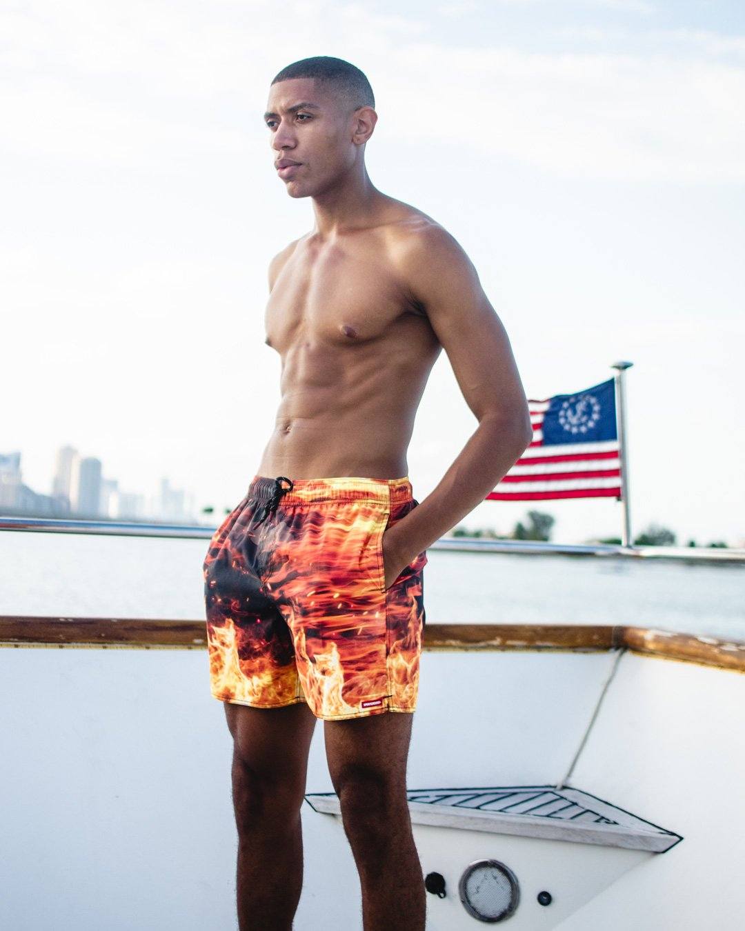 Limited Edition CAMO FIRE SHOTO SWIM TRUNKS