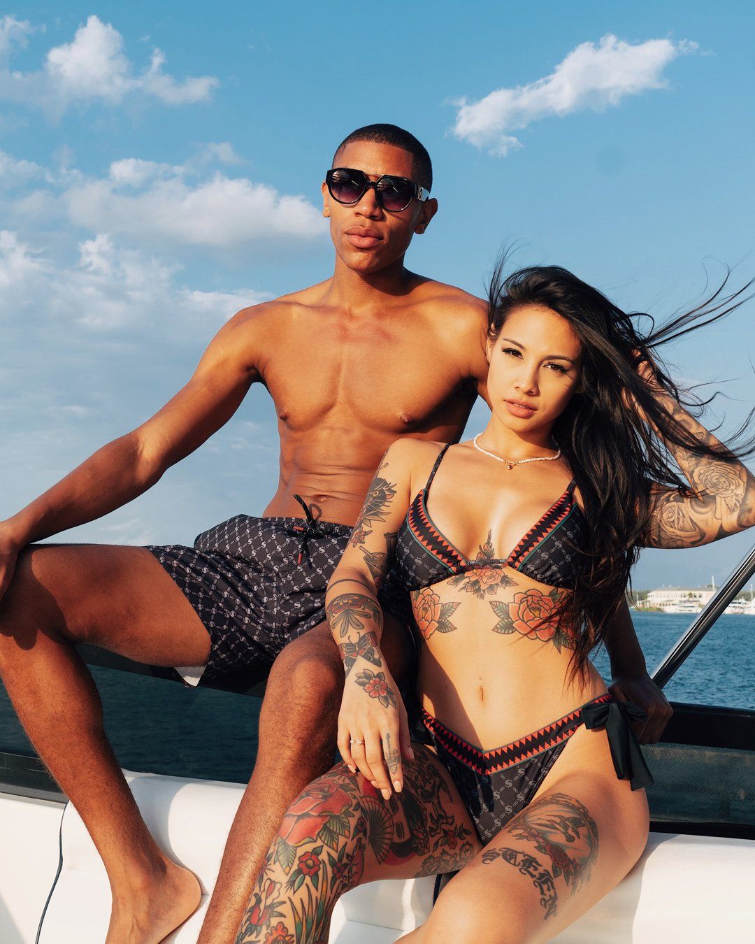 Limited Edition MIDNIGHT MONEY PATTERN SHOTO SWIM TRUNKS