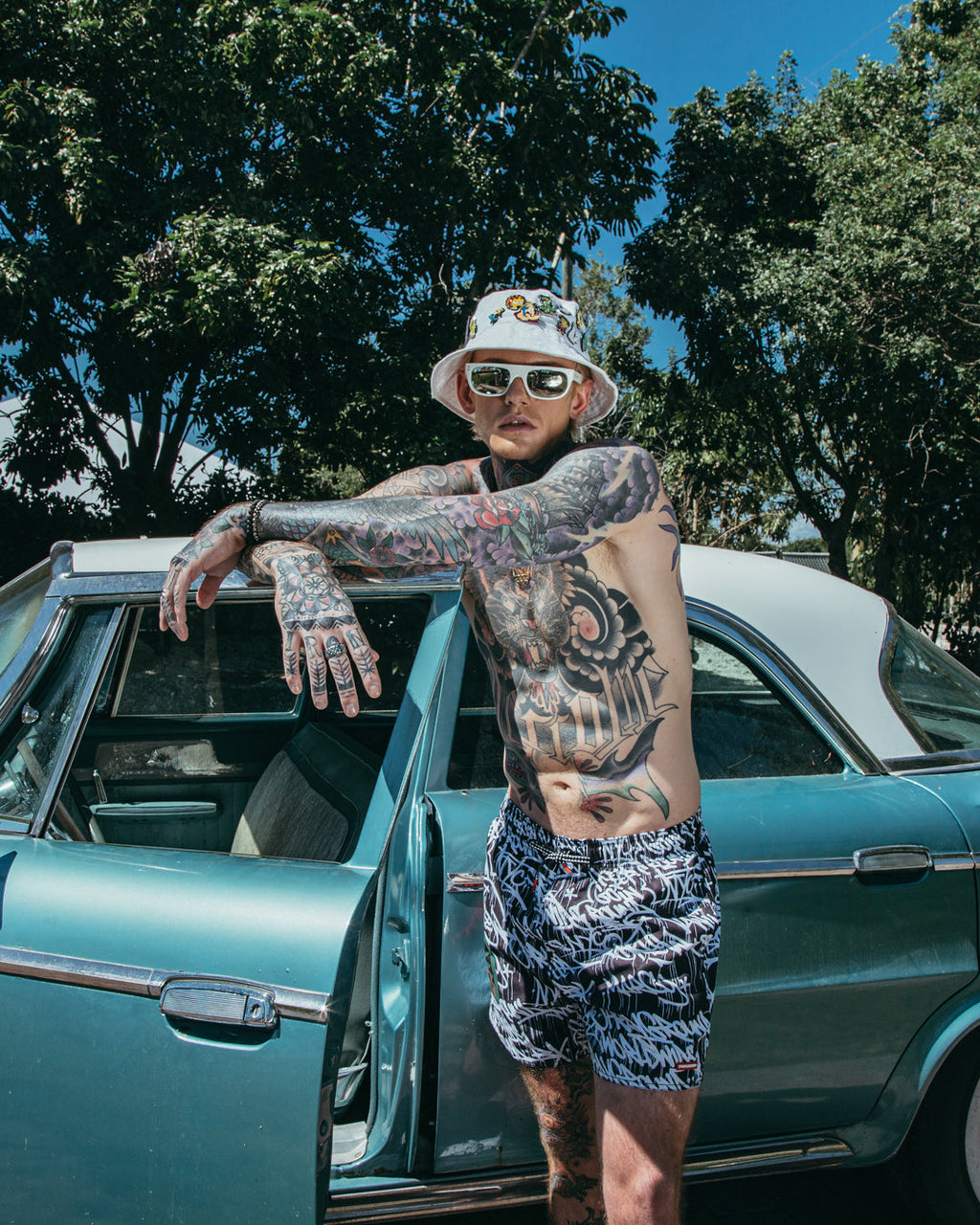 Limited Edition SCRIBBLE SHARK SHOTO SWIM TRUNKS