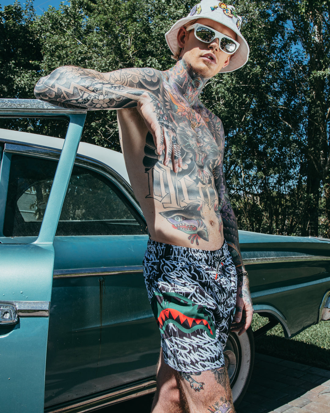 Limited Edition SCRIBBLE SHARK SHOTO SWIM TRUNKS