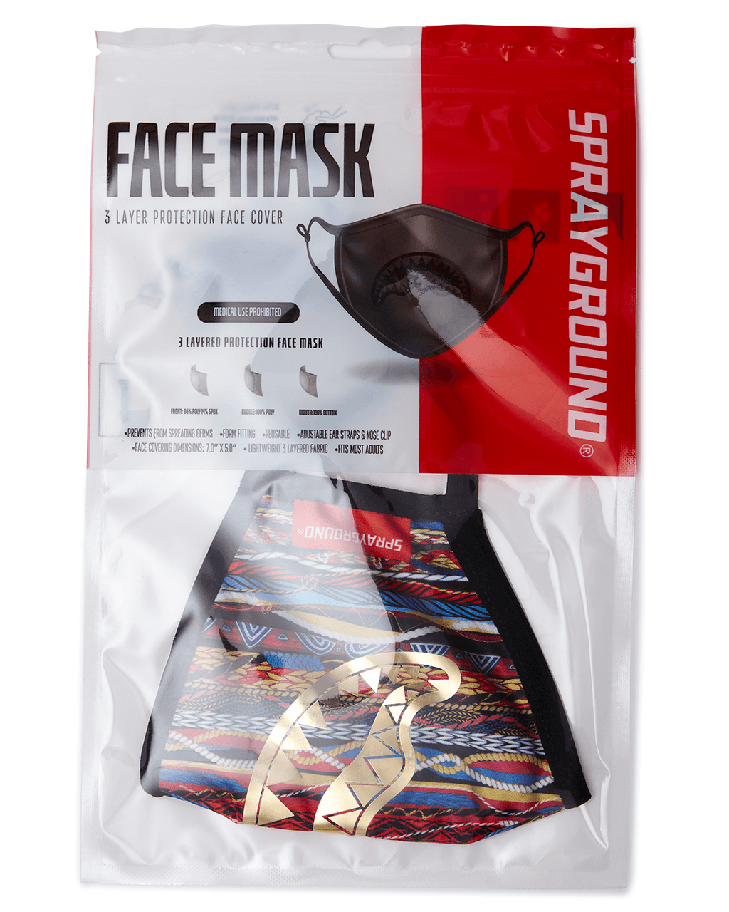 Limited Edition 1994 GOLD METALLIC SHARK POLYESTER FACE MASK