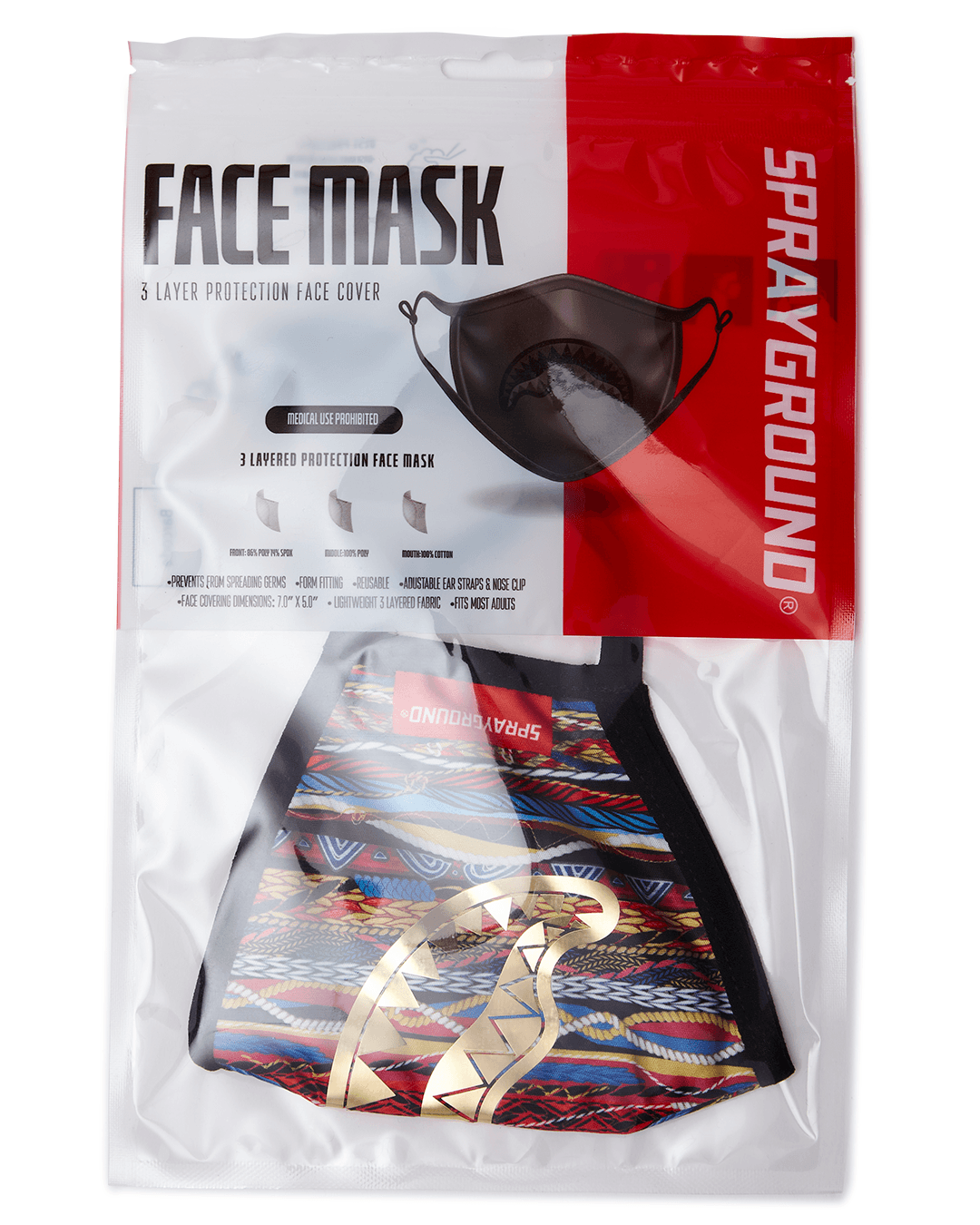 Limited Edition 1994 GOLD METALLIC SHARK POLYESTER FACE MASK