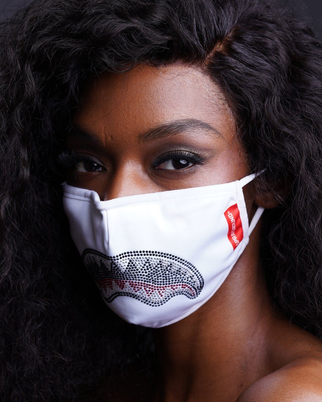 Limited Edition TRINITY DIAMOND SHARK WHT POLYESTER FACE MASK