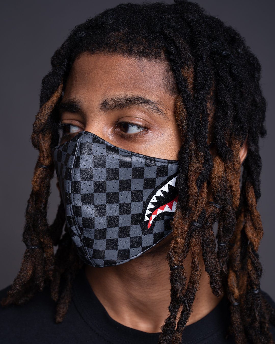 Limited Edition SHARKS IN PARIS GRAY VEGAN LEATHER FACE MASK