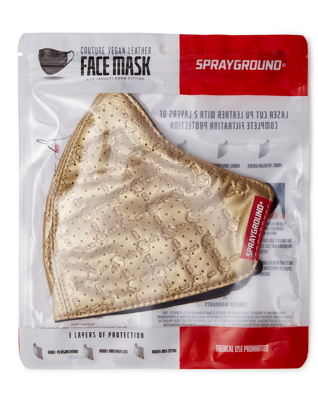 Limited Edition GOLD MONEY PATTERN VEGAN LEATHER FACE MASK