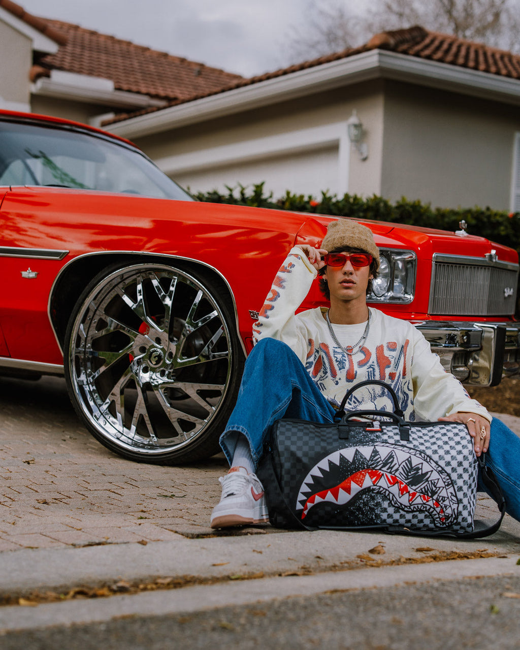 Limited Edition SCRIBBLE DRIBBLE CHECK DUFFLE
