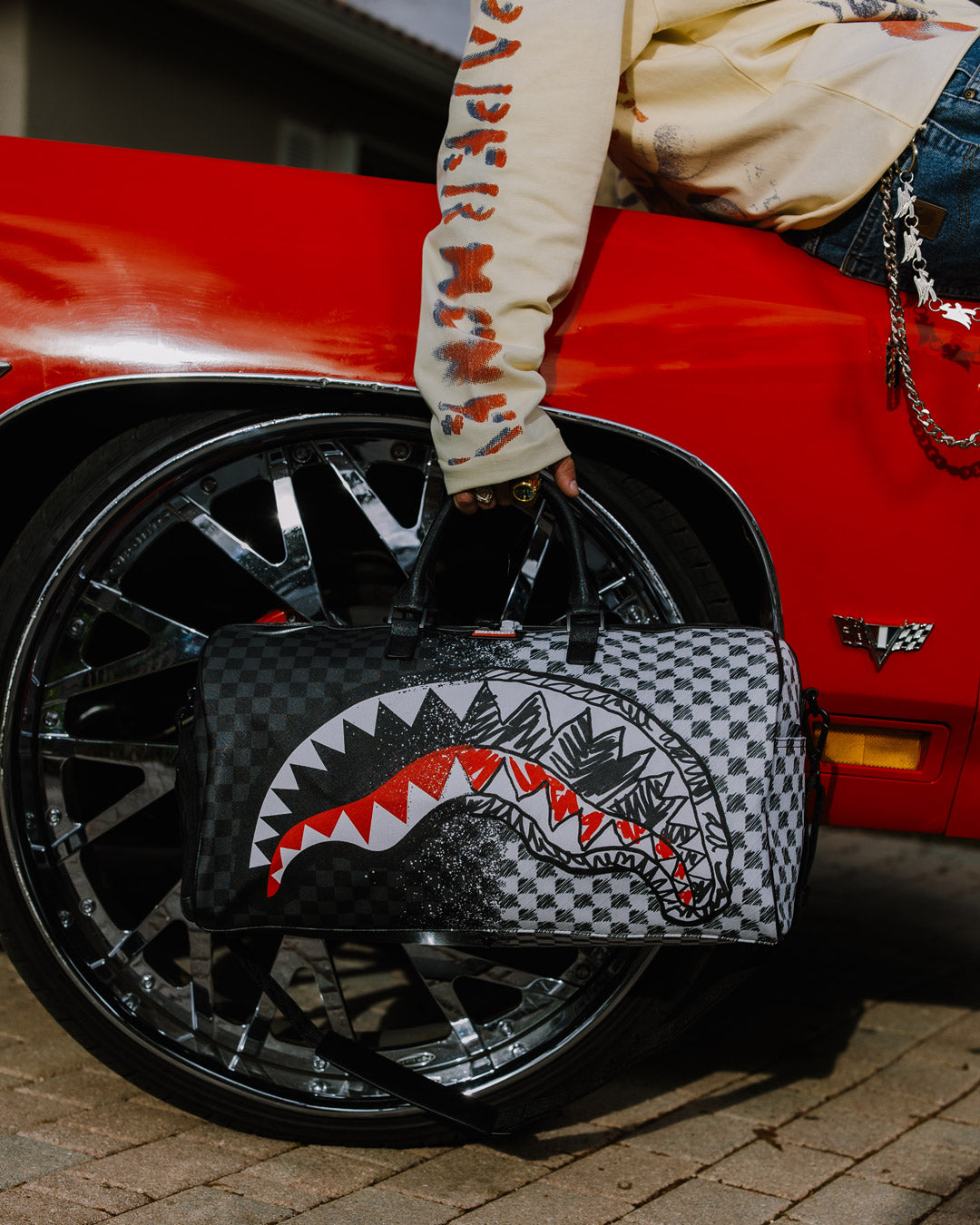 Limited Edition SCRIBBLE DRIBBLE CHECK DUFFLE