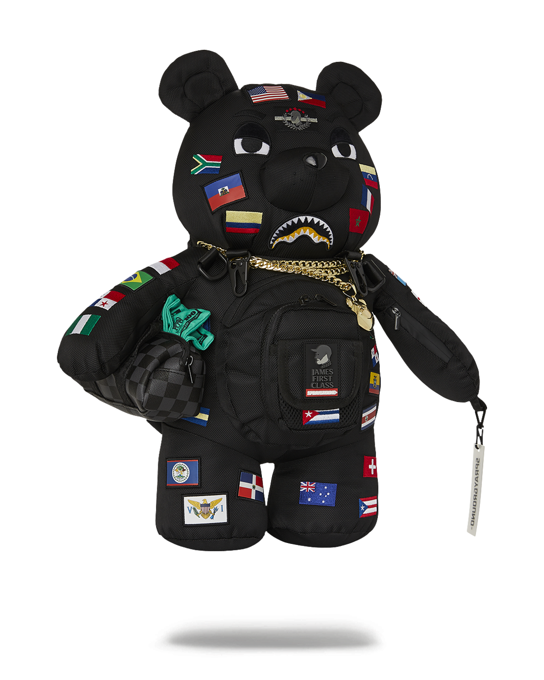 Limited Edition JAMES FIRST CLASS GLOBAL FLAGS MONEYBEAR BACKPACK