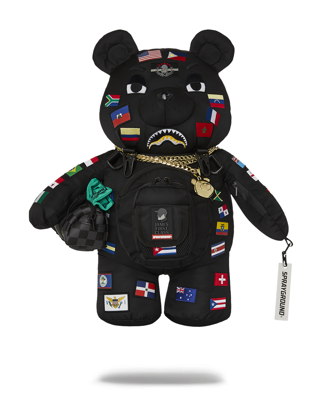 Limited Edition JAMES FIRST CLASS GLOBAL FLAGS MONEYBEAR BACKPACK