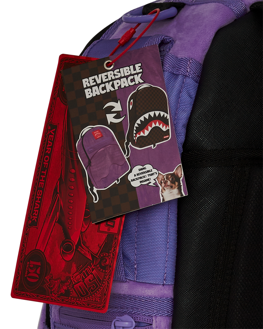 Limited Edition NOOO WAY A REVERSIBLE BACKPACK - PURPLE VELOUR TO OG SHARKS IN PARIS BACKPACK